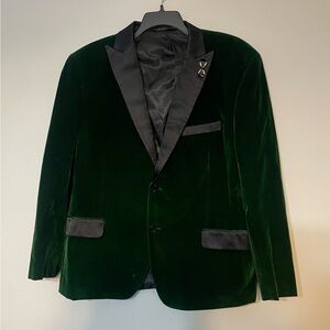 T.R. Tailored Premium Emerald Green Velvet Tuxedo Blazer black trim form 3XL 48